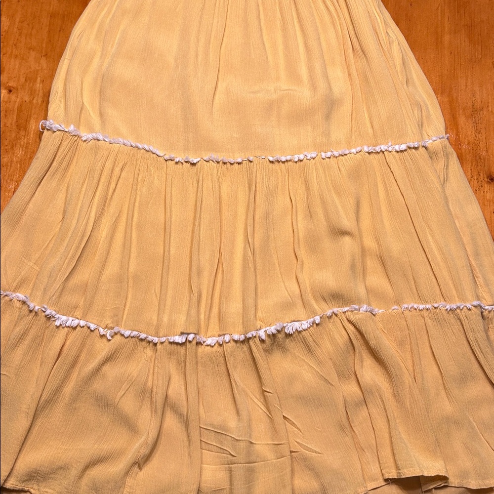 Joie Dress Yellow Embroidered Tiered Sleeveless Maxi Dress Boho Cottagecore - Picture 8 of 9